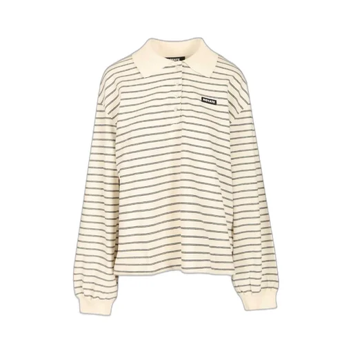 Rotate Striped Long Sleeved Polo Top