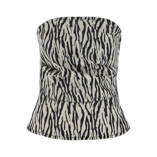Rotate Printed Denim Top