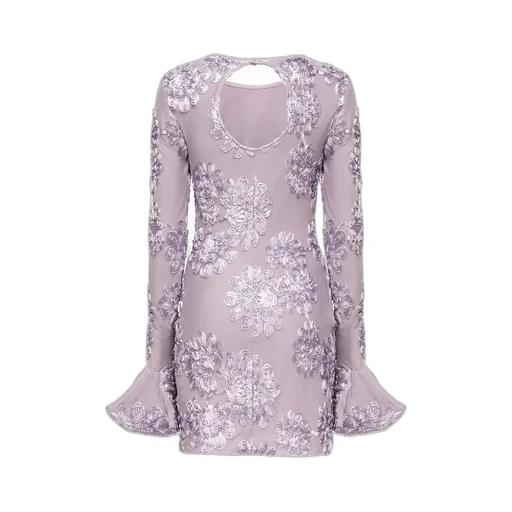 Rotate Floral Motif Flared-Sleeve Dress