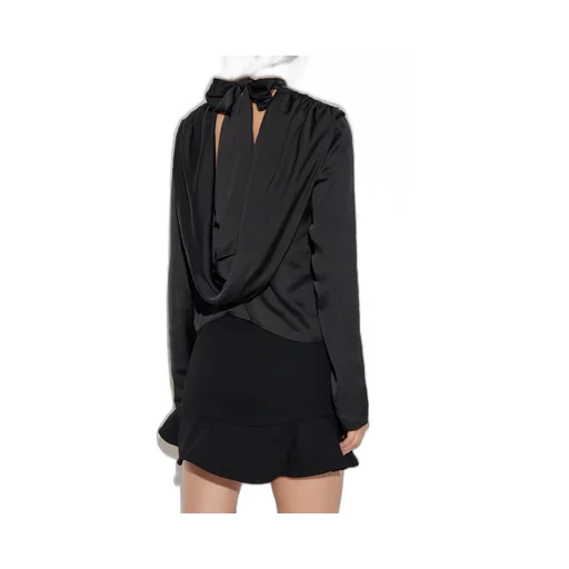 Rotate Tied-Neck Long-Sleeve Top