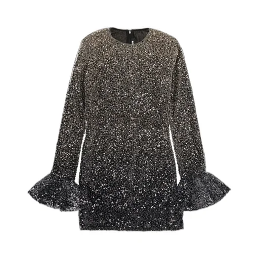 Rotate Sequined Flared-Sleeve Dress