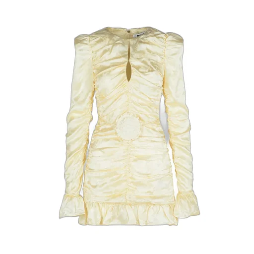 Rotate Gathered Long-Sleeve Dress