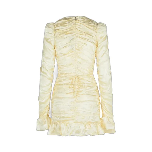 Rotate Gathered Long-Sleeve Dress