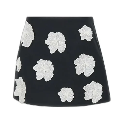 Rotate Satin Flower Mini Skirt