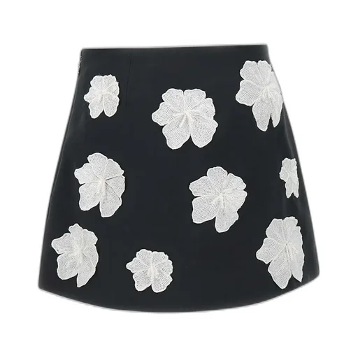Rotate Satin Flower Mini Skirt