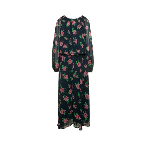 Rotate Flower Printed Chiffon Maxi Dress