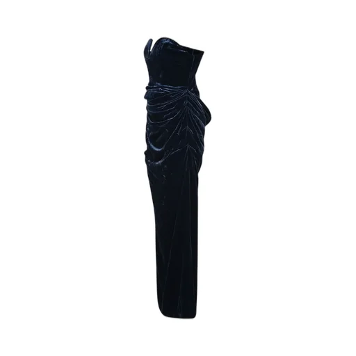 Rotate Strapless Velvet Maxi Dress