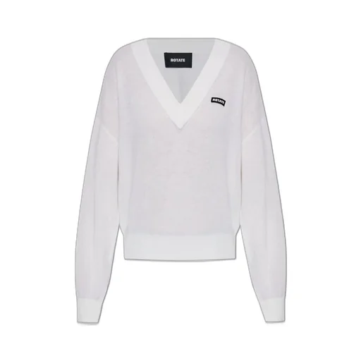 Rotate Logo Patch V-Neck Knit Sweater