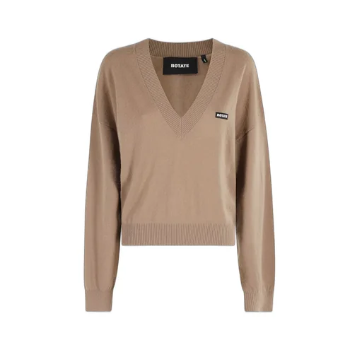 Rotate Logo Patch V-Neck Knit Sweater