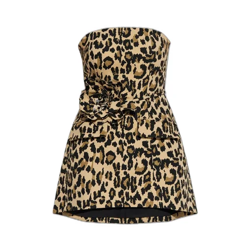 Rotate Strapless Animal Print Dress