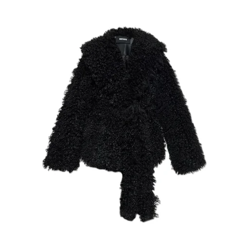 Rotate Faux-Fur Long Sleeved Belted Jacket