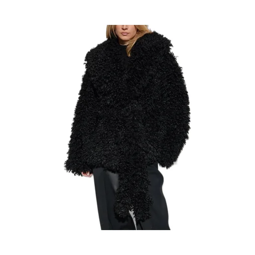 Rotate Faux-Fur Long Sleeved Belted Jacket
