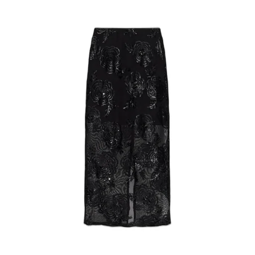 Rotate Floral Sequin-Embellished Midi Skirt