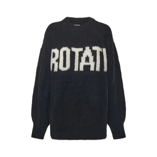 Rotate Logo Intarsia-Knit Crewneck Jumper
