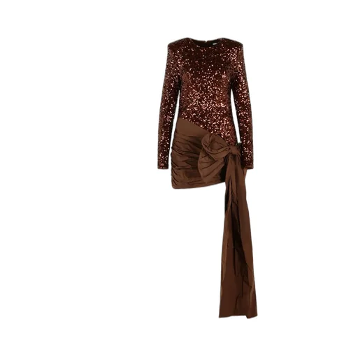 Rotate Sequined Bow Mini Dress
