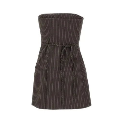 Rotate Pinstripe Belted Long Top
