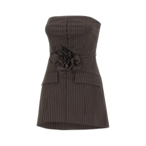 Rotate Pinstripe Belted Long Top