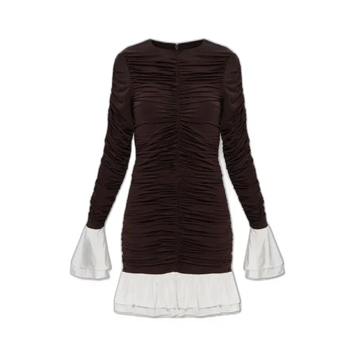 Rotate Ruffle-Trim Ruched Mini Dress