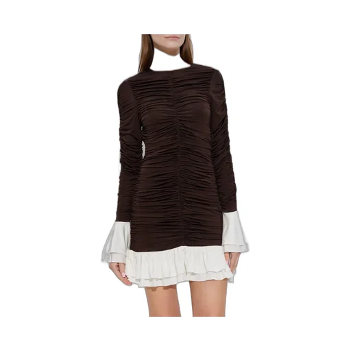 Rotate Ruffle-Trim Ruched Mini Dress