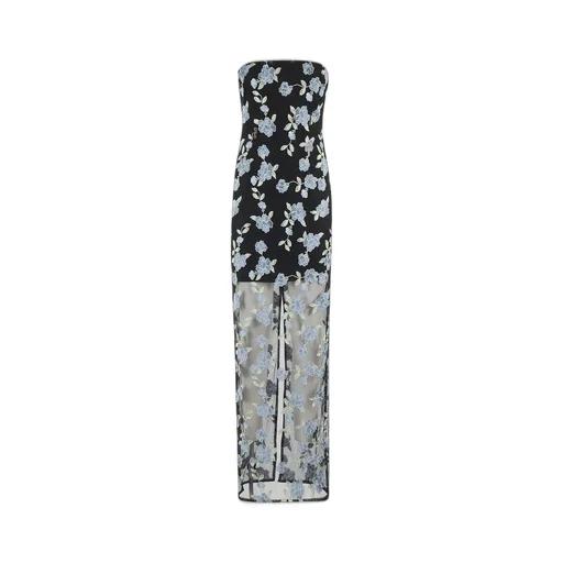 Rotate Flower Mesh Tube Strapless Dress