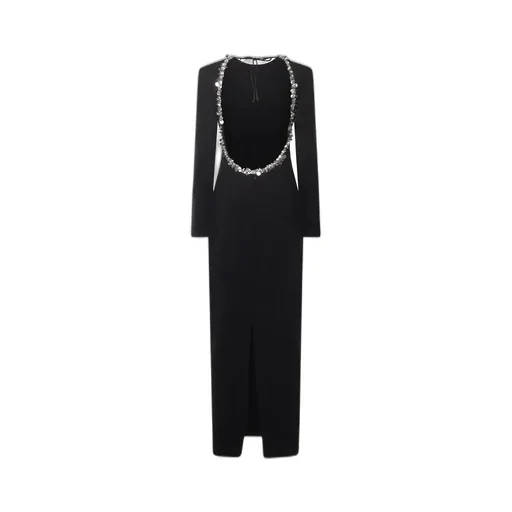 Rotate Embellished Open-Back Dress