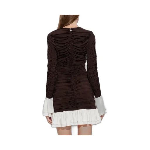 Rotate Ruffle-Trim Ruched Mini Dress