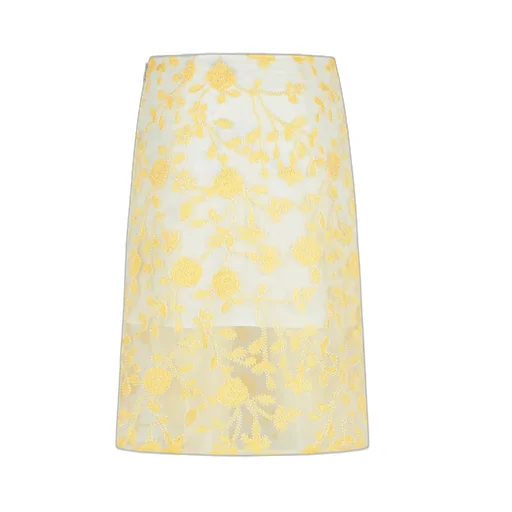 Rotate Flower-Beaded Pencil Skirt