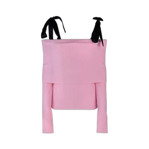 Rotate Off Shoulder Strap Knit Top