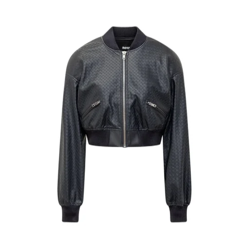 Rotate Braided Zipped Cropped Jacket