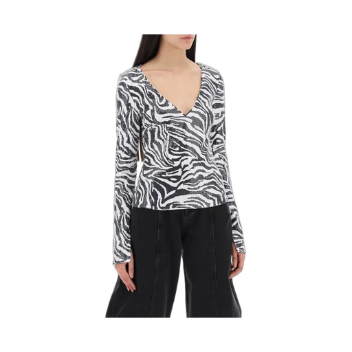 Rotate Zebra Printed Sequins T-Shirt