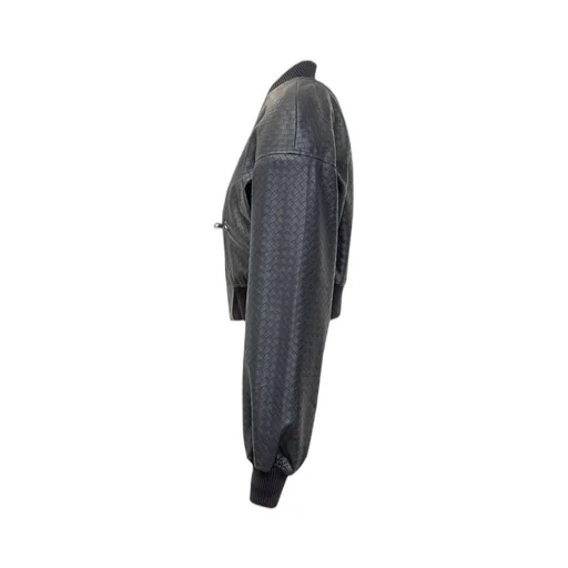 Rotate Braided Zipped Cropped Jacket