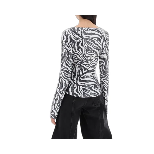 Rotate Zebra Printed Sequins T-Shirt