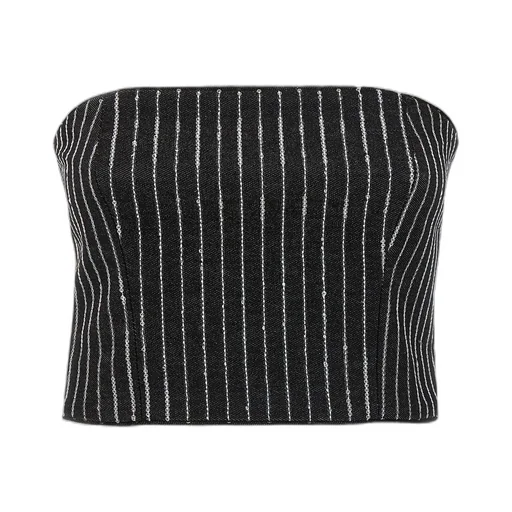 Rotate Sequined Twill Cropped Top