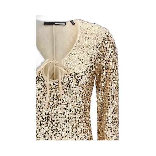 Rotate Net Sequins Long-Sleeved Midi Dress