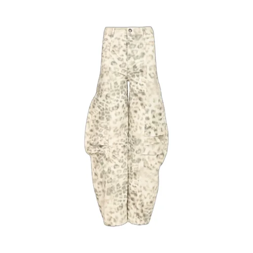 Rotate Printed Denim Cargo Pants
