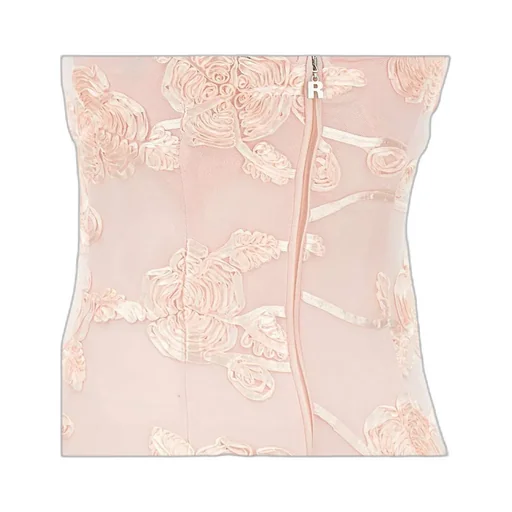 Rotate Flower Mesh Tube Dress