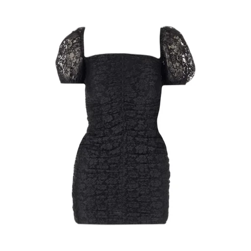 Rotate Ruched Lace Mini Dress