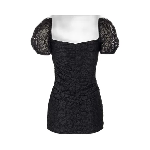 Rotate Ruched Lace Mini Dress