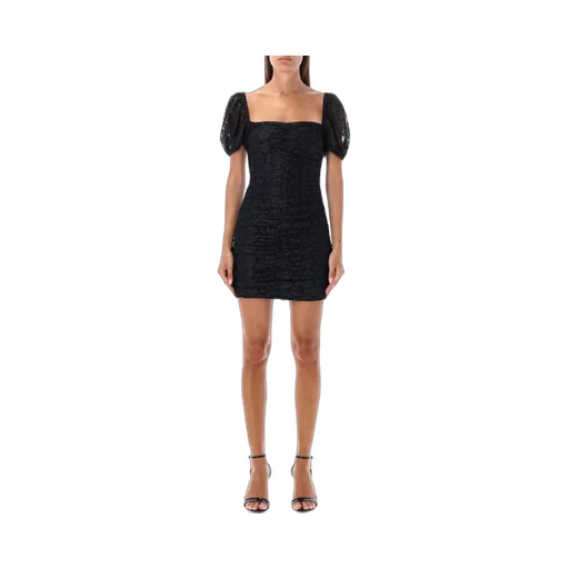 Rotate Ruched Lace Mini Dress