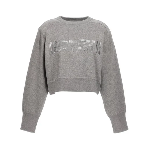 Rotate Logo Embellished Knitted Cropped Jumper