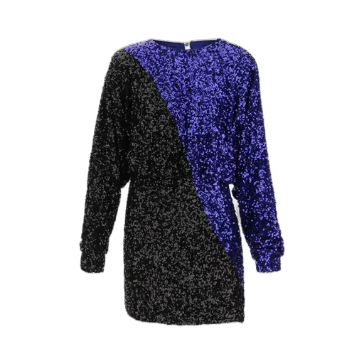 Rotate Two-Tone Sequined Long Sleeved Mini Dress