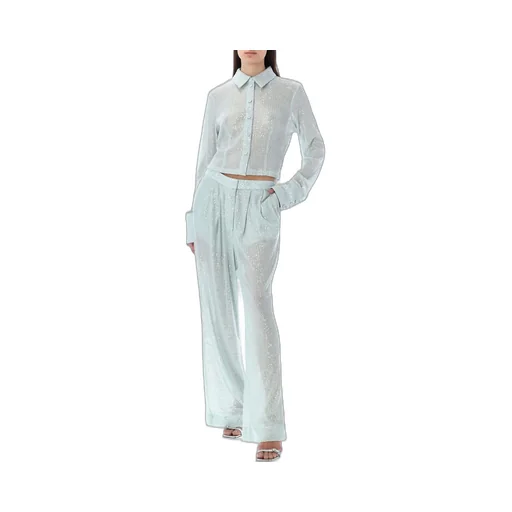 Rotate Sequin-Embellished Pleated Trousers