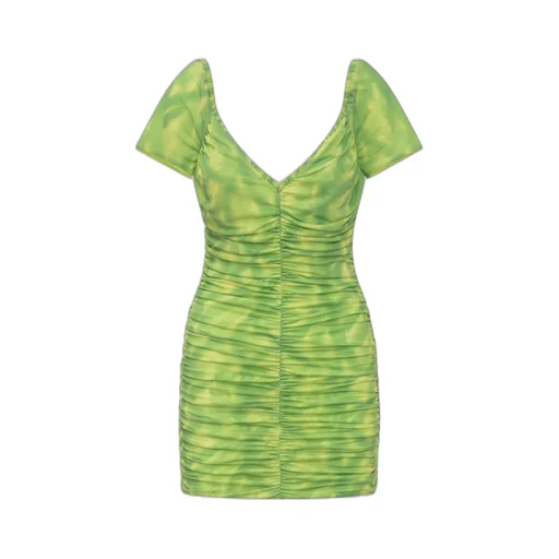 Rotate V-Neck Ruched Mini Dress