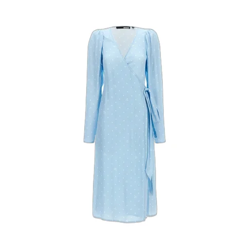 Rotate Textured Midi Wrap Dress