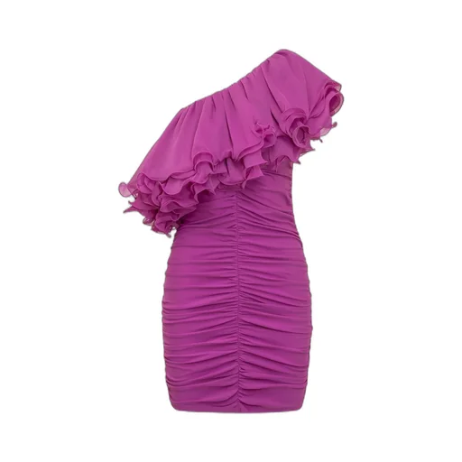 Rotate Chiffon Asymmetric Ruffled Mini Dress