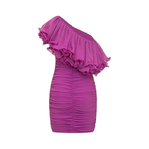 Rotate Chiffon Asymmetric Ruffled Mini Dress