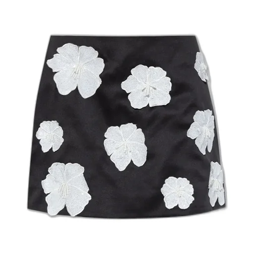 Rotate Floral Appliqué Mini Skirt