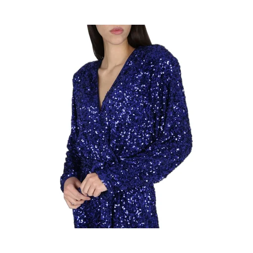 Rotate Sequined Long Sleeved Wrapped Dress