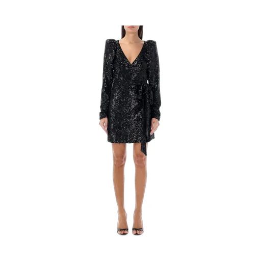 Rotate Sequin Embellished Wrapped Mini Dress