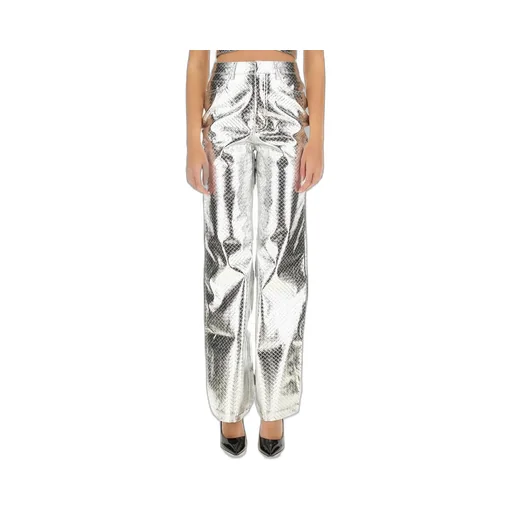 Rotate Metallic Effect Wide-Leg Trousers